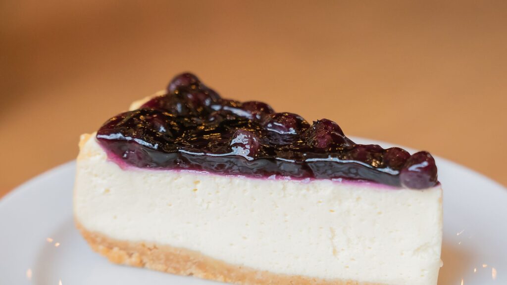 Blueberry cheesecake on a plate