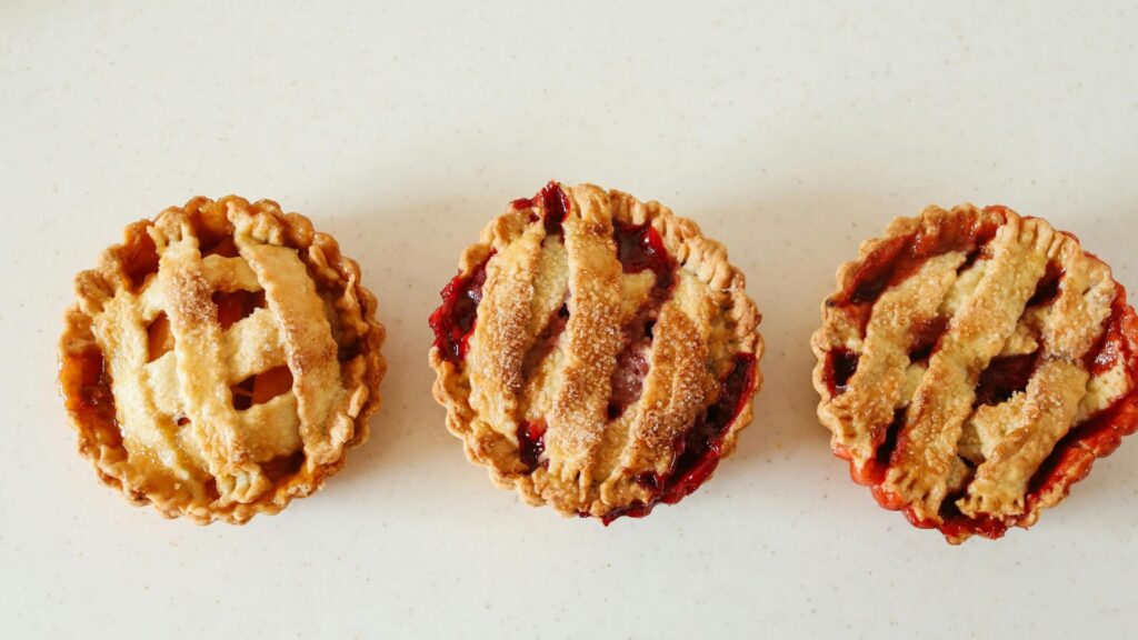Closeup of mini cherry pies
