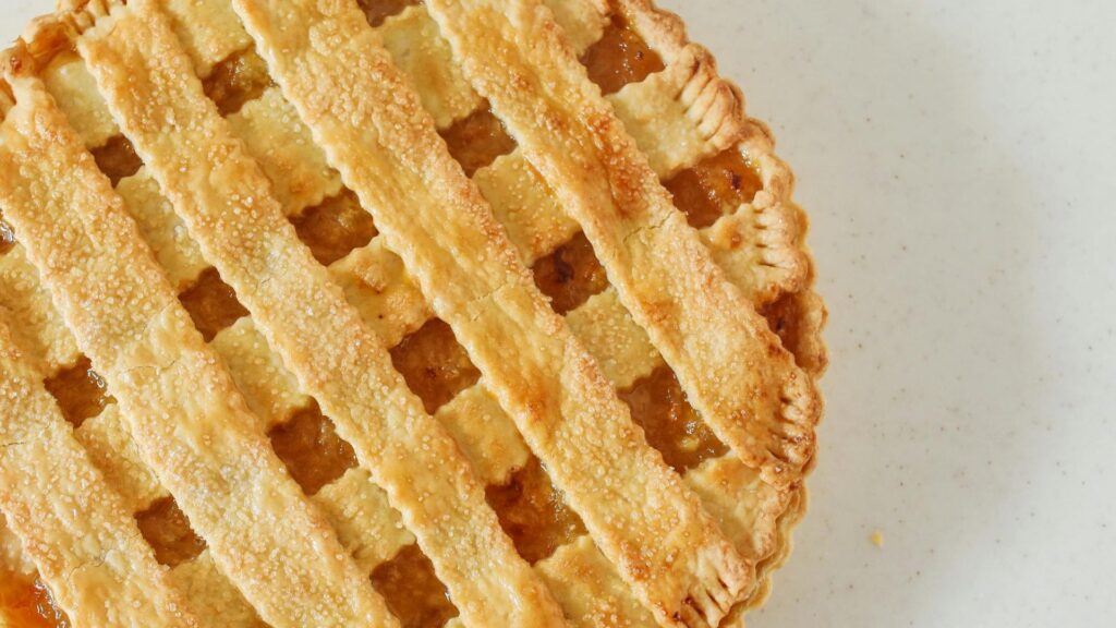 Closeup of a lemon pie with perfect crust